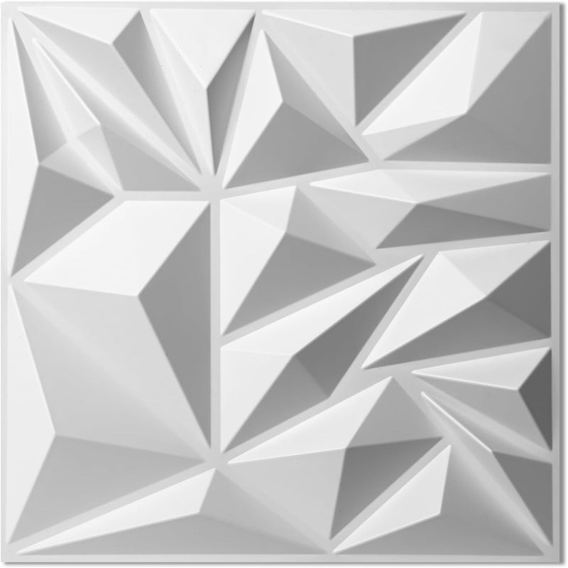 Art3d 33-Pack 3D Wall Panels for Interior Wall Decor, Modern Diamond Textured Accent Wall Paneling for Gaming Living Room TV Wall Background, 12 x 12 inch White, A10342 - Image 2
